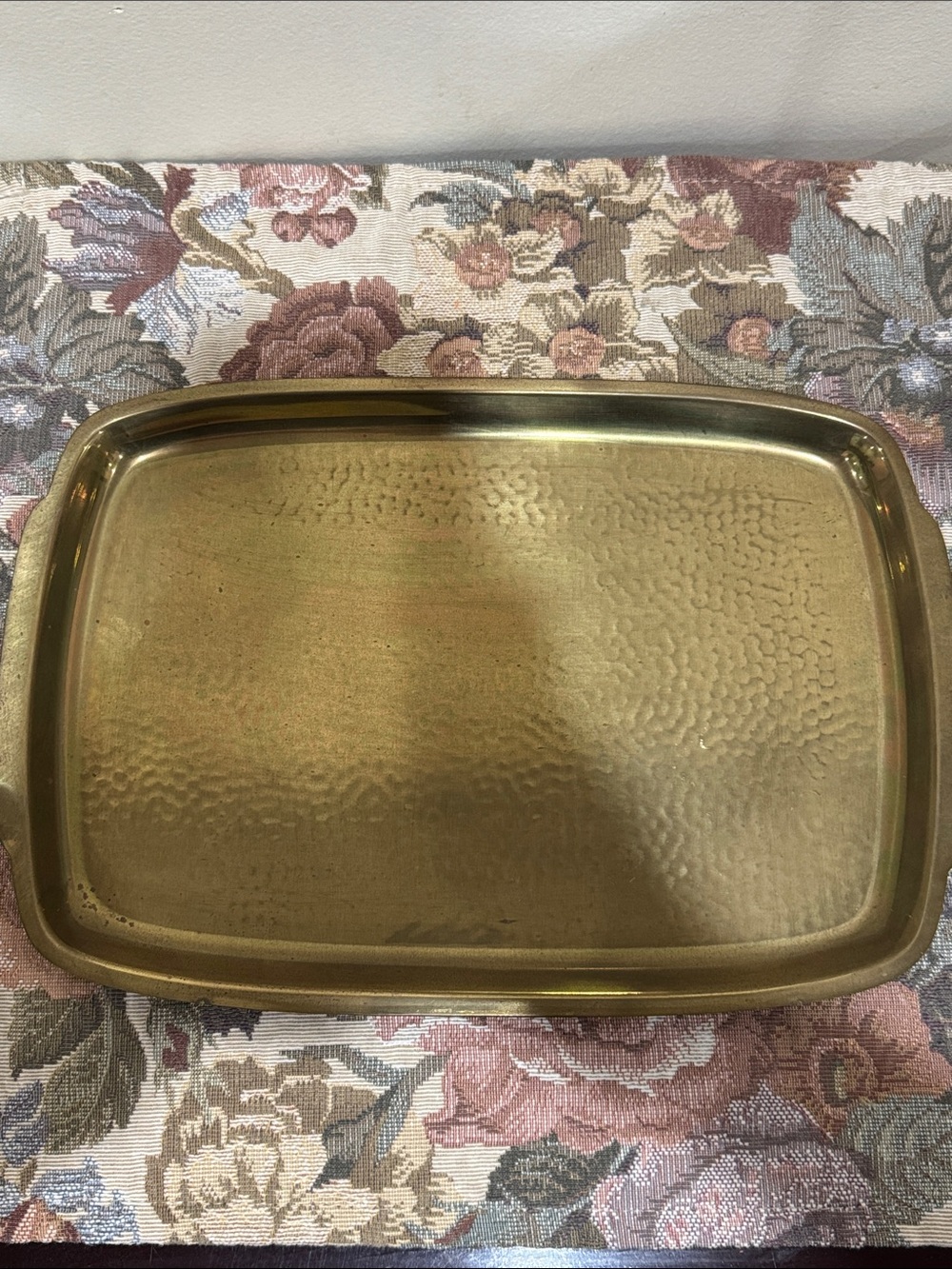 Vintage-Style Hammered Brass Tray – Made in India